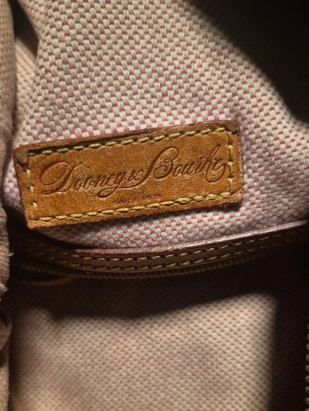 Dooney & Bourke Black Pebbled Leather Messenger with Brown Strap